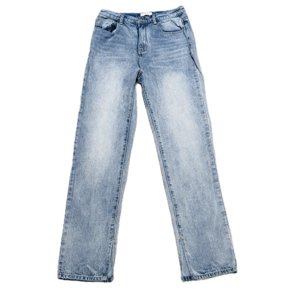 👖🎨 REDIAL High-Rise Straight Leg Jeans | Medium Wash Distressed Denim Sz 10/12